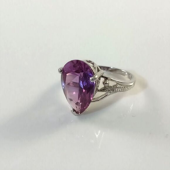 Alexandrite-Color Sapphire Ring Pear 6.4 Carats Size 7 - Picture 4 of 7